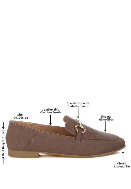 Noltas Horsebit Embellished Flat Loafers