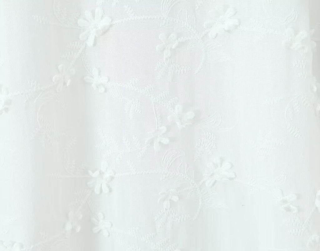 Embroidery Floral Backless Horse Hoof Sleeve Dress