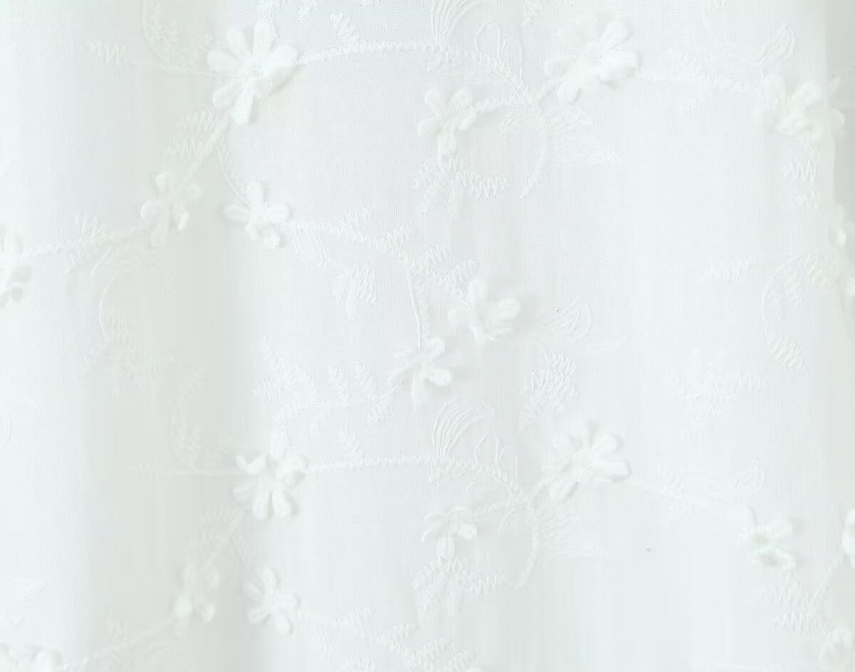 Embroidery Floral Backless Horse Hoof Sleeve Dress