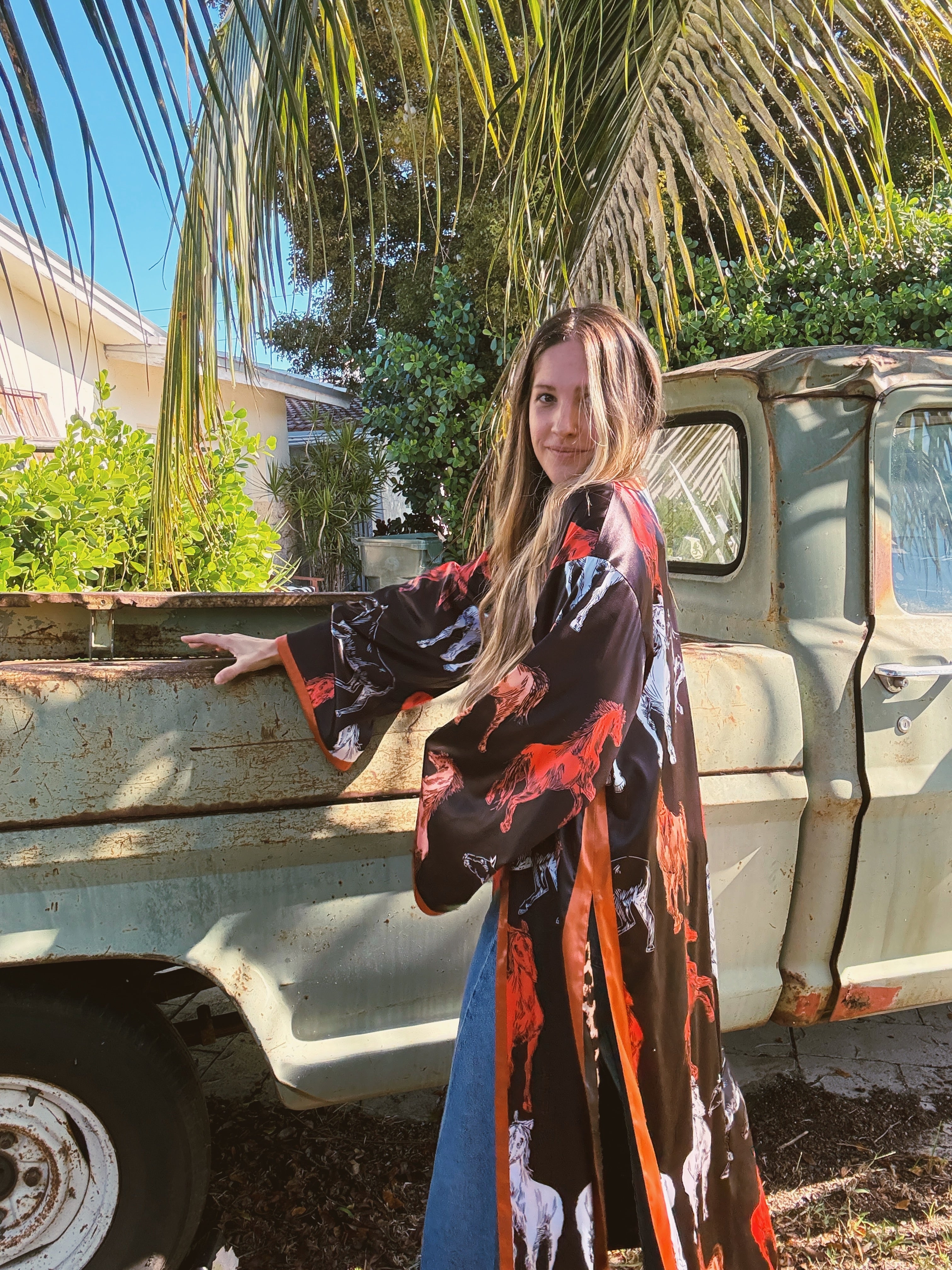 Rebel Yell Horse & Leopard Print Reversible Duster