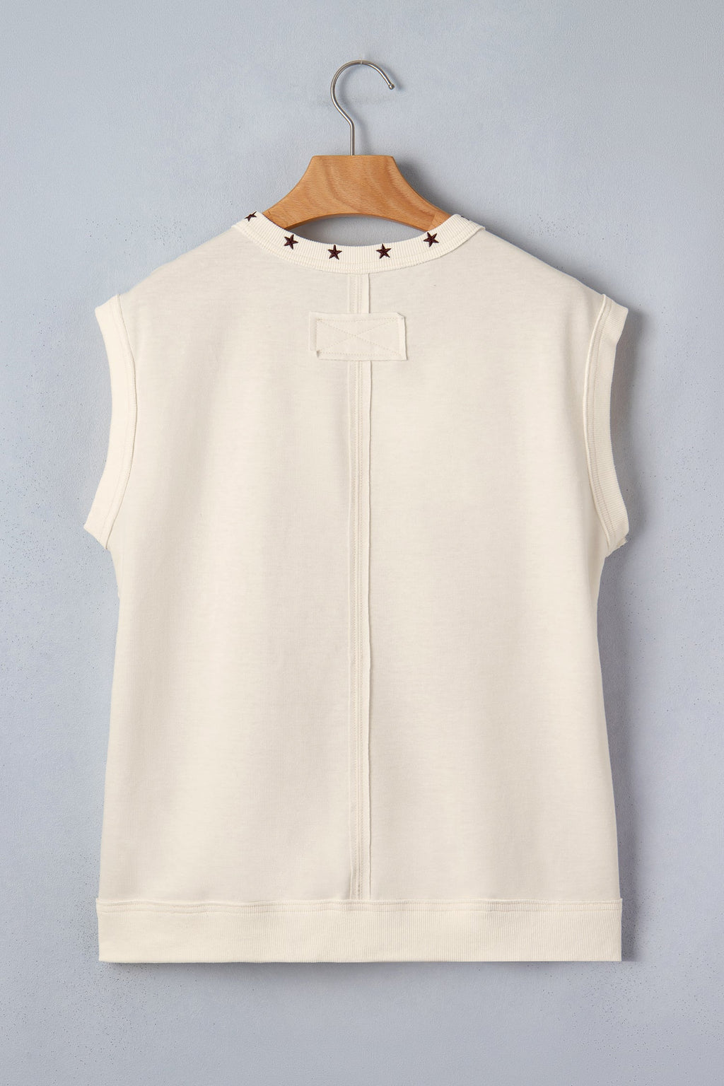Embroidered Horseshoe Star Trim V-Neck Tank Top