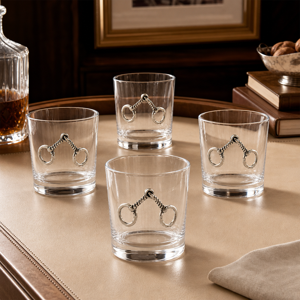 Equestrian Bit Bar Glasses Set of 4