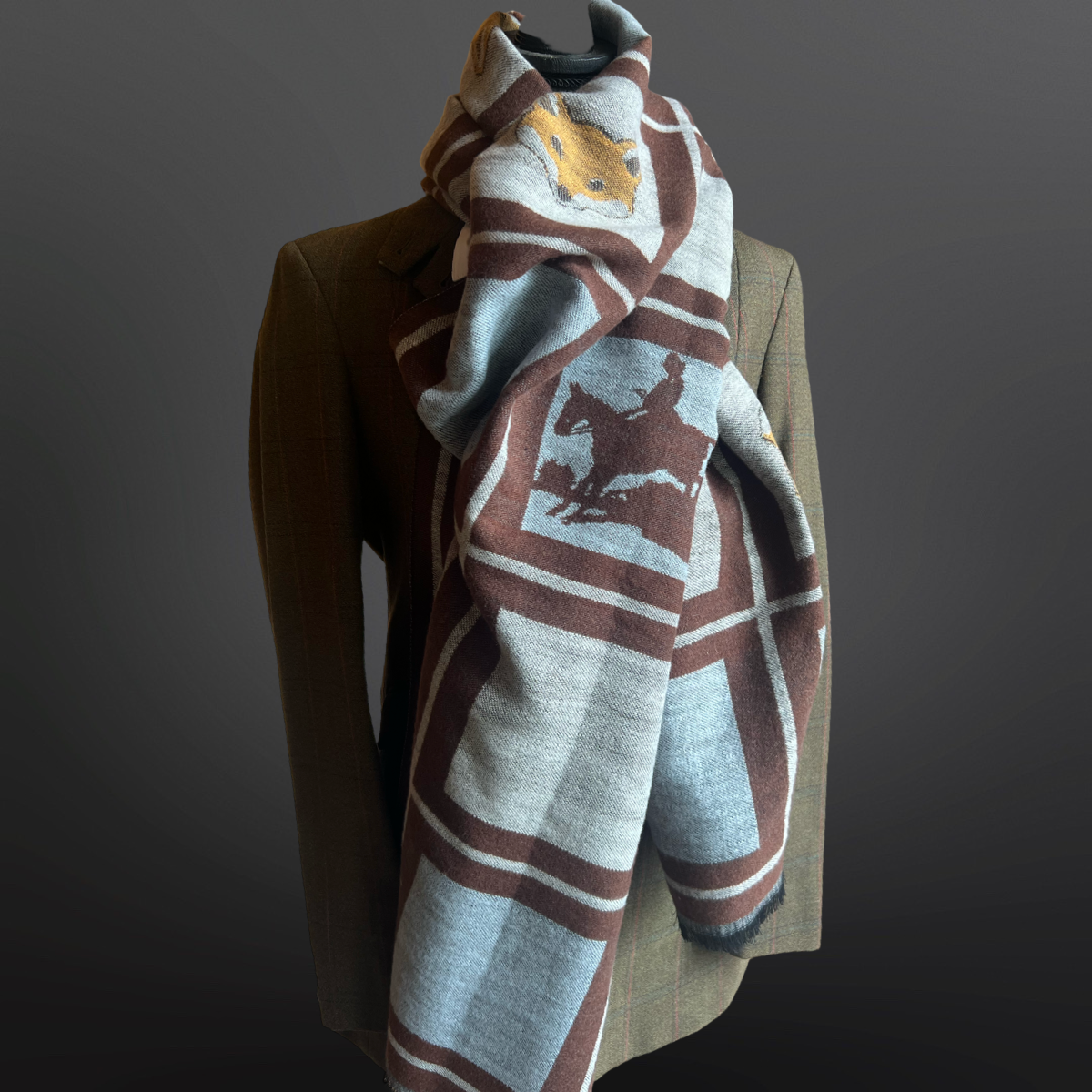 Equestrian Countryside Fox Hunt Design Scarf