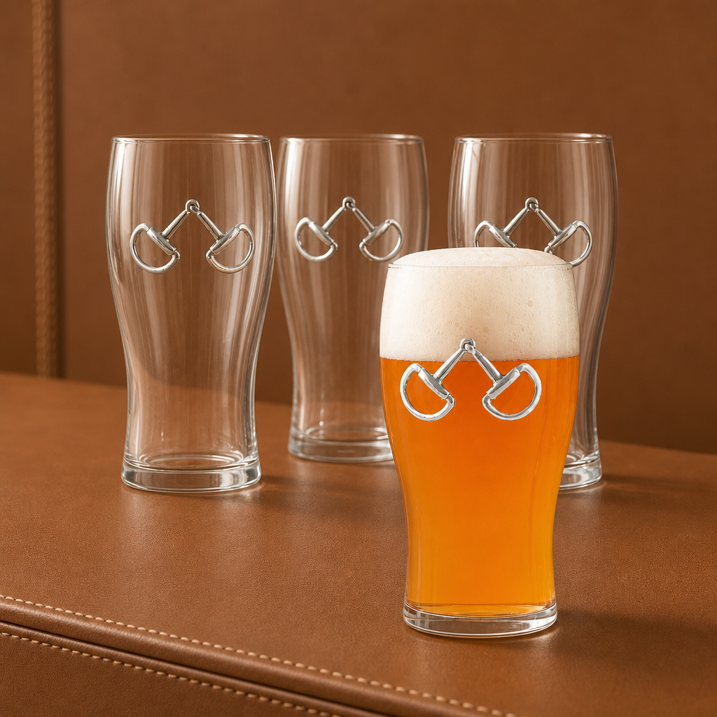 Equestrian Bit Beer Pint Glasses - Set of 4