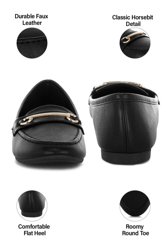 Oliot Horsebit Detail Flat Loafers