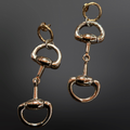Two Tone Western English Snaffle Bit Earrings Gold Silver