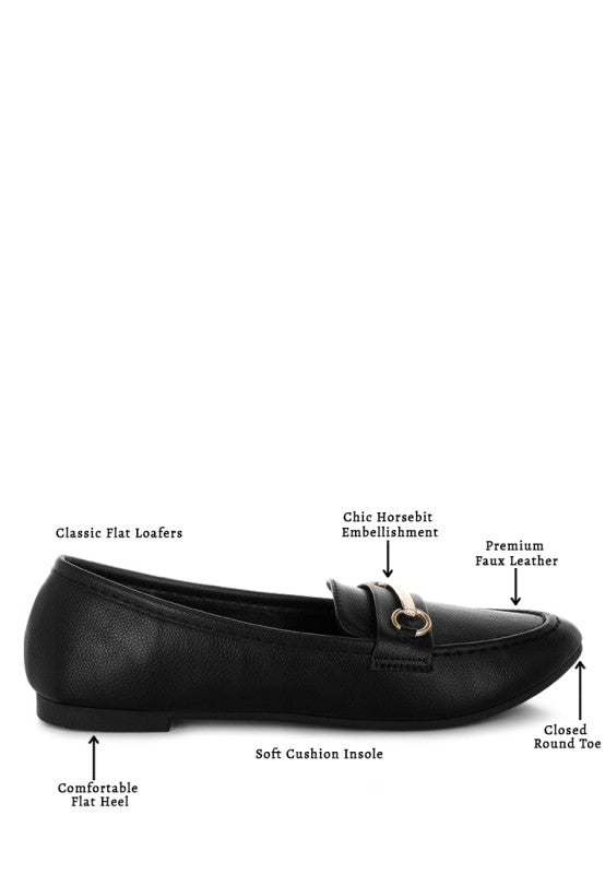 Oliot Horsebit Detail Flat Loafers