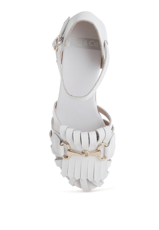 Ramita Horsebit Fringe Flat Sandals