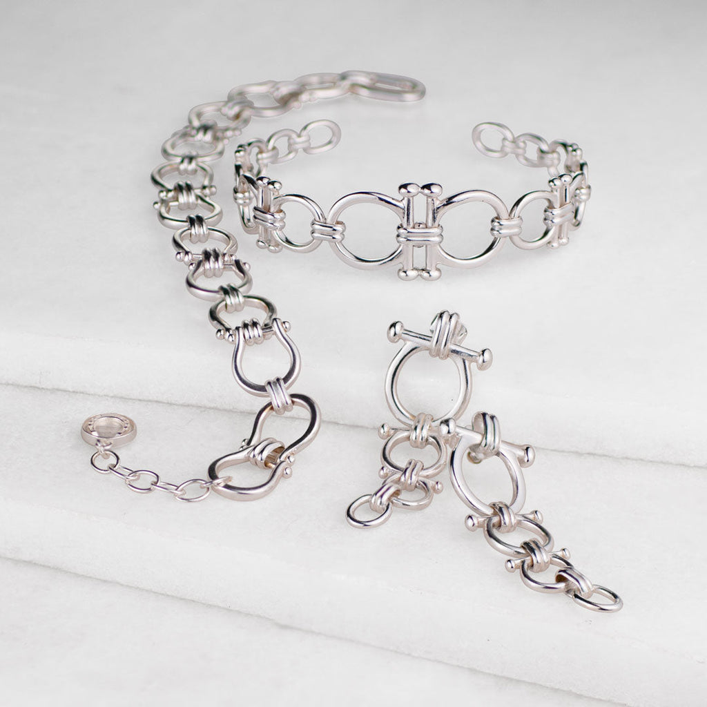 Bocara - Horse Bit Chain Link Equestrian Necklace in Silver