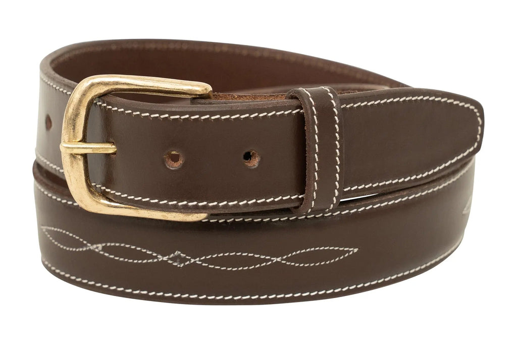 Fancy Stitched Ladies  1.5" Inch wide belt, Brown