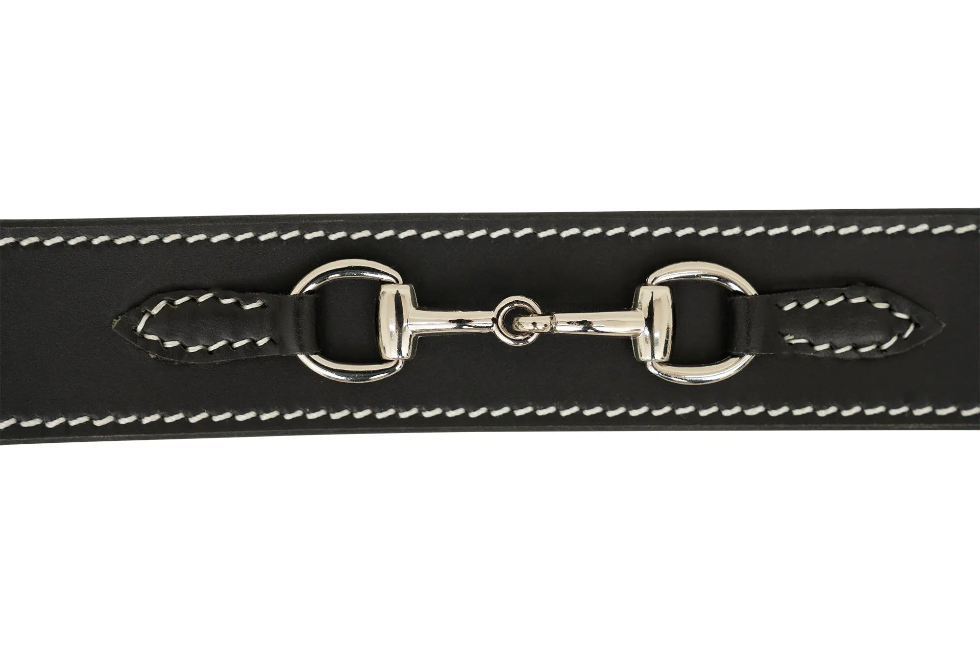 Ladies Stirrup Buckle, Snaffle Bit, 1.5" Inch Width Leather Belt, Black