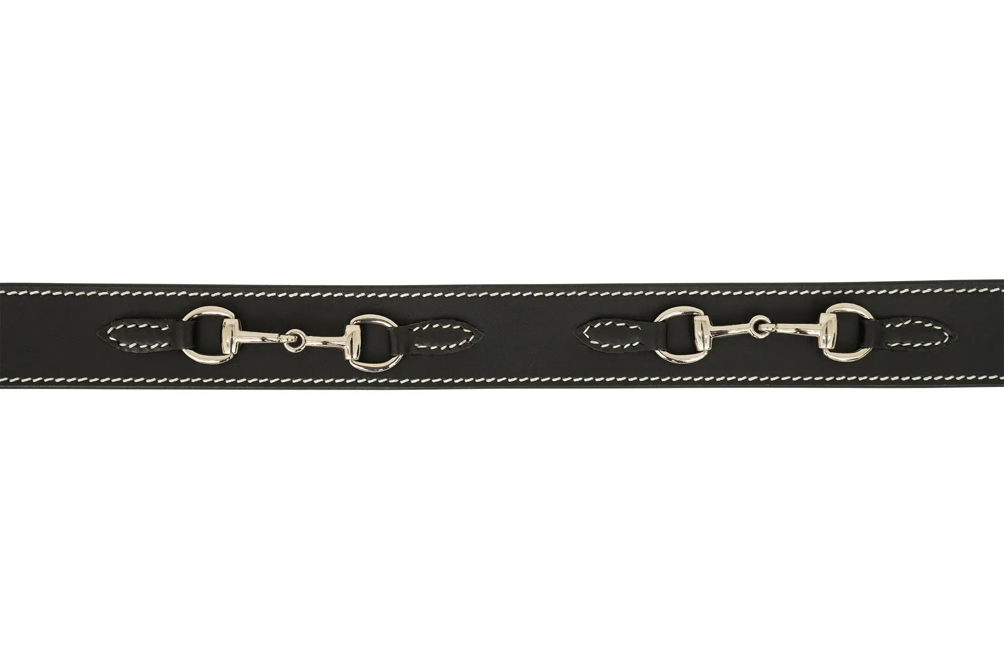 Ladies Stirrup Buckle, Snaffle Bit, 1.5" Inch Width Leather Belt, Black