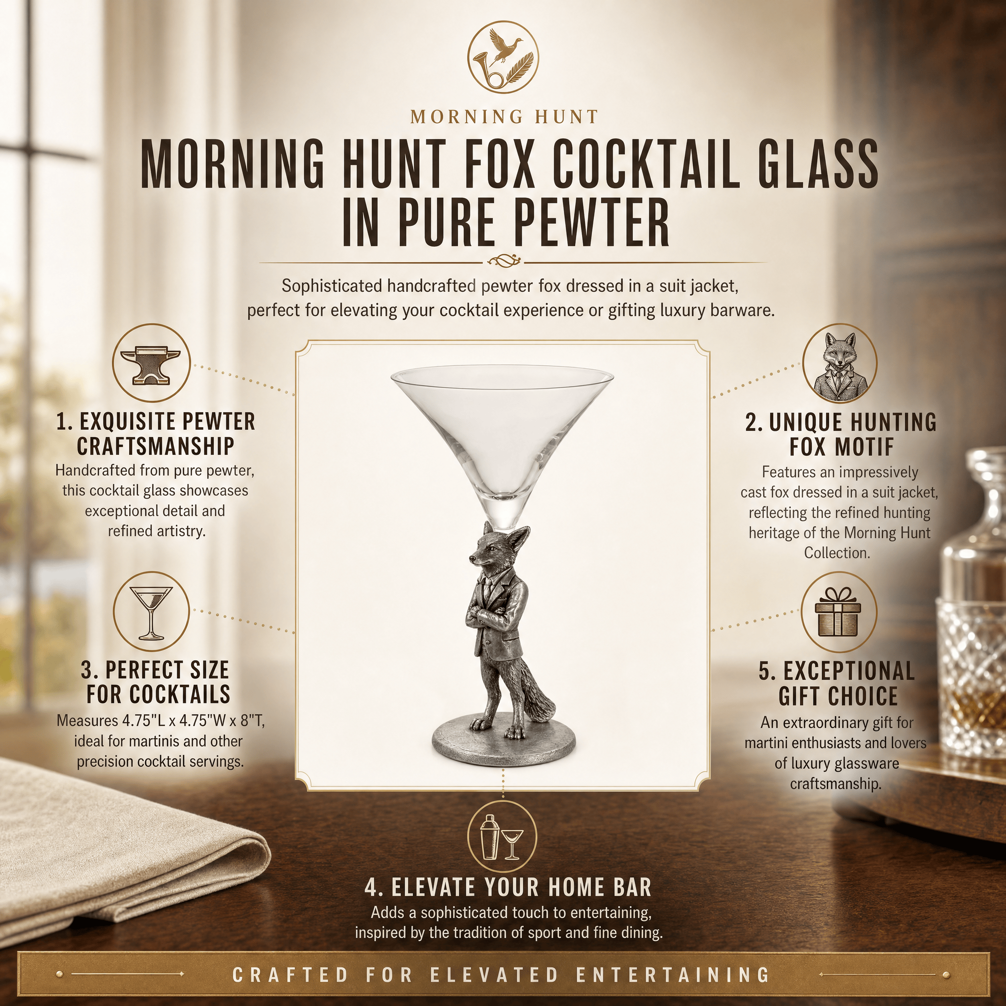 Hunting Dressed Fox Cocktail / Martini Glass