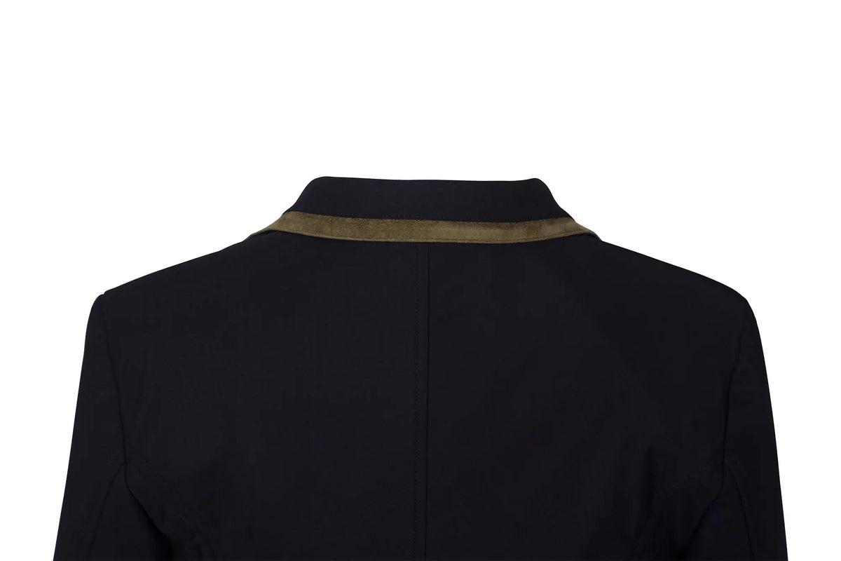 Grand Prix Saltare Premio 4 Button Riding Show Coat, Black with Moss Green