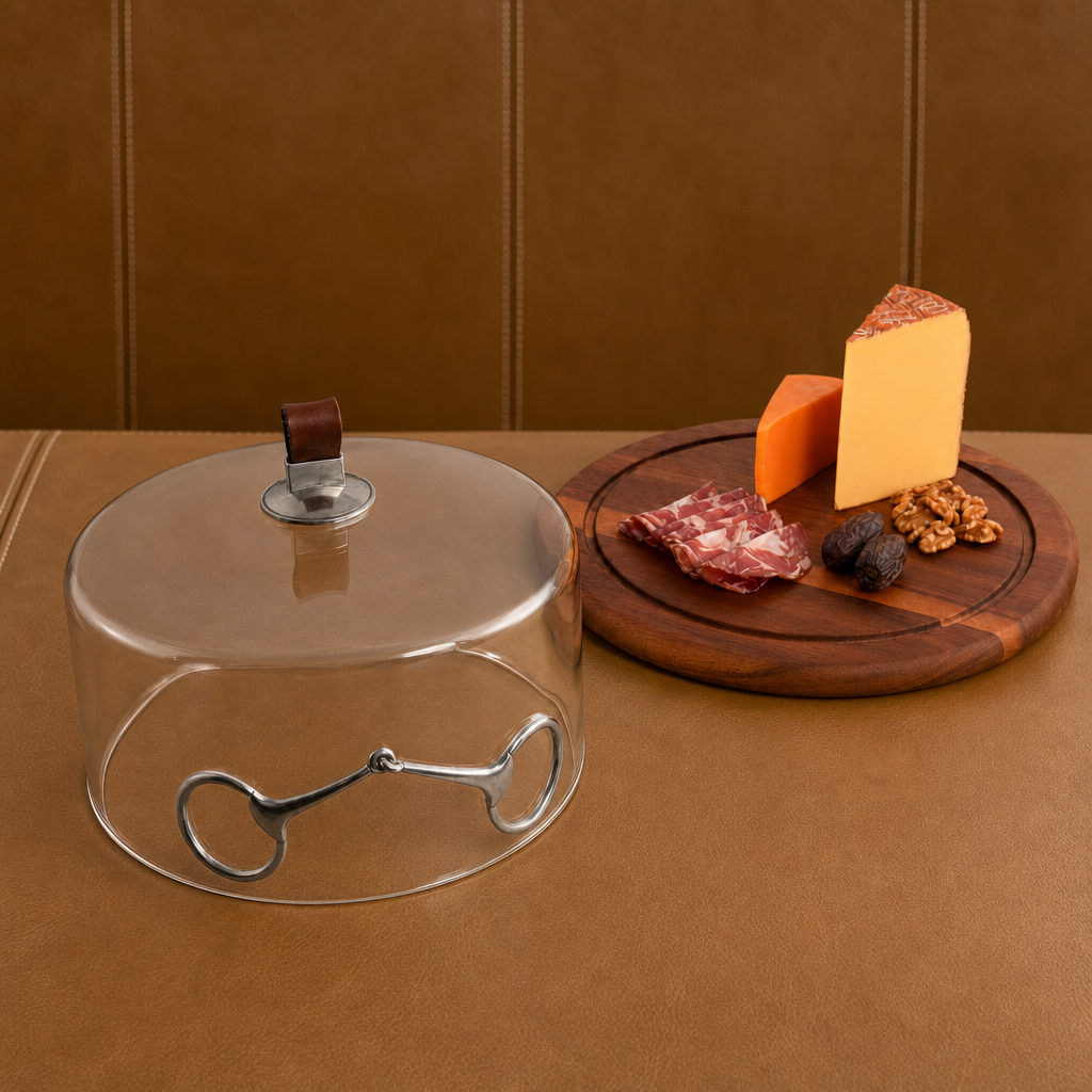 Horse Bit Glass Covered Cheese Wood Board