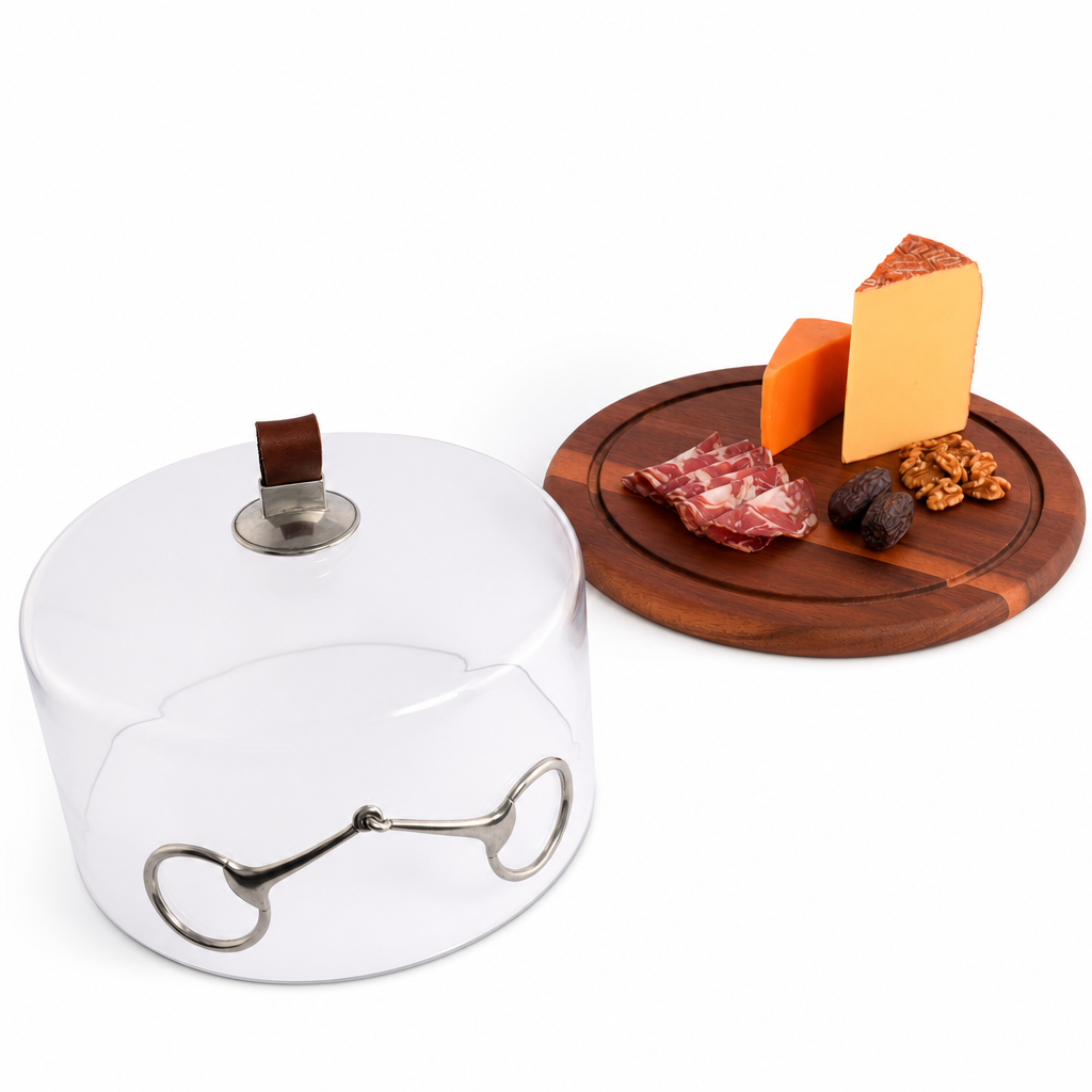 Horse Bit Glass Covered Cheese Wood Board