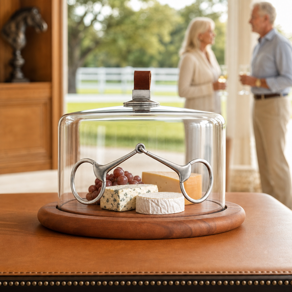 Horse Bit Glass Covered Cheese Wood Board