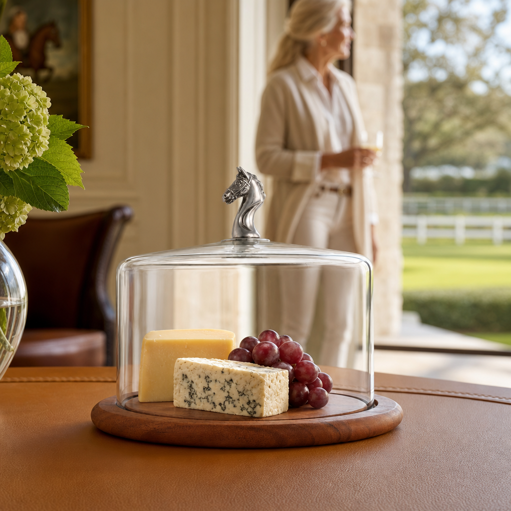 Horse Glass Covered Cheese Wood Board