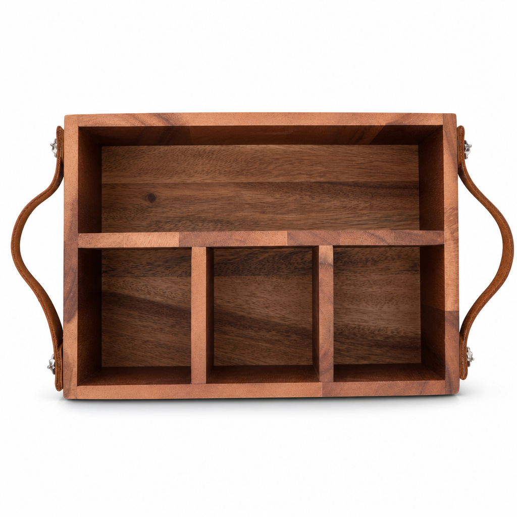 Horse Bits Leather Handles Flatware Caddy