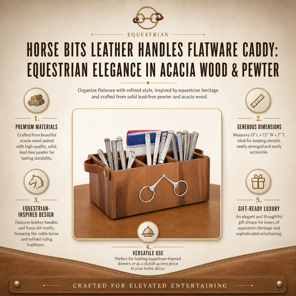 Horse Bits Leather Handles Flatware Caddy