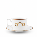 Gold Bit Bone China Cup and Saucer Gold Rim