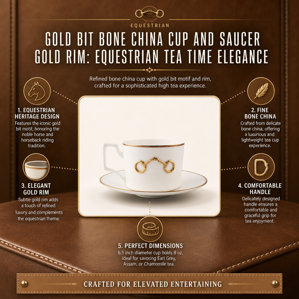 Gold Bit Bone China Cup and Saucer Gold Rim
