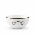 Pewter Bit Bone China Round Cereal Bowl Platinum Rim
