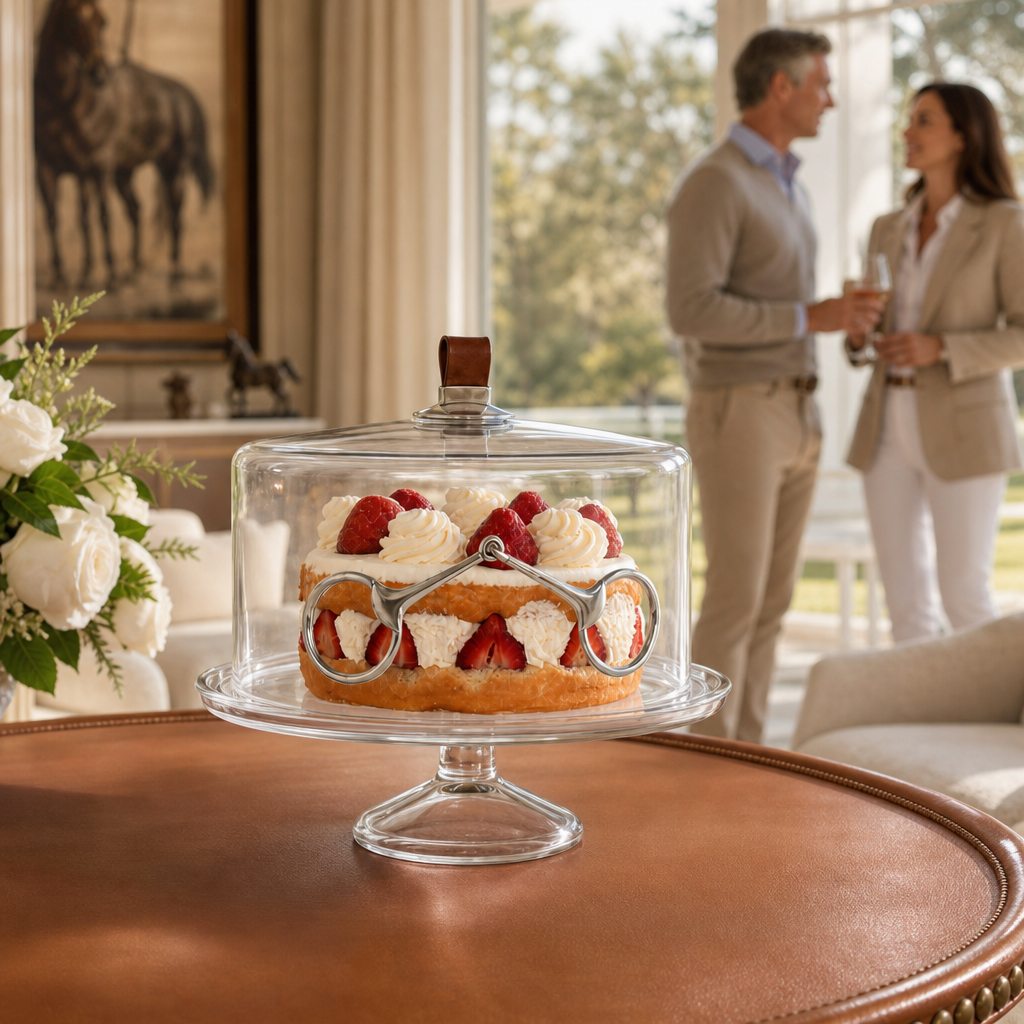 Horse Bit Glass Covered Cake / Dessert Stand