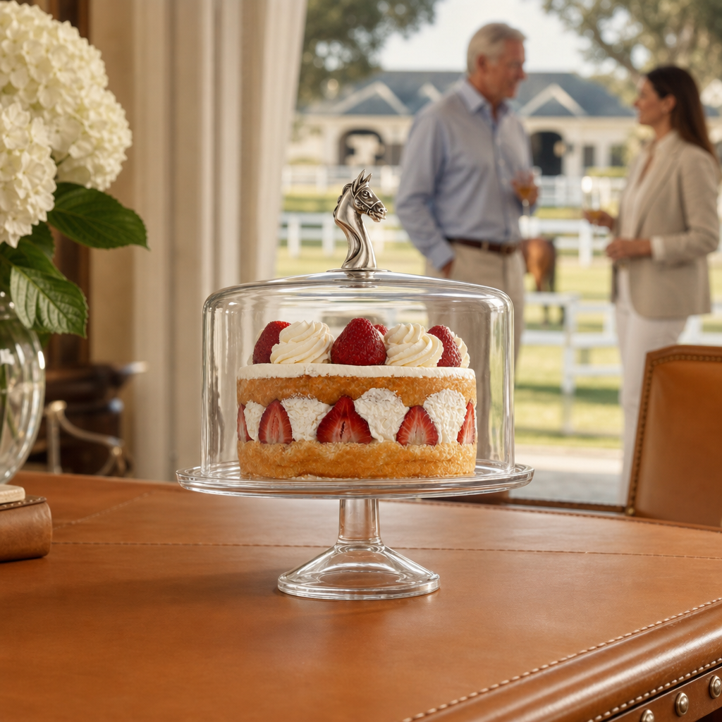 Horse Glass Covered Cake / Dessert Stand