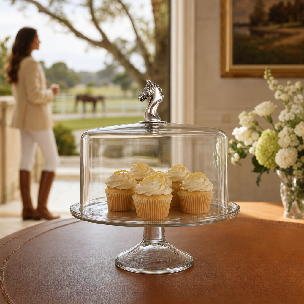 Horse Glass Covered Cake / Dessert Stand