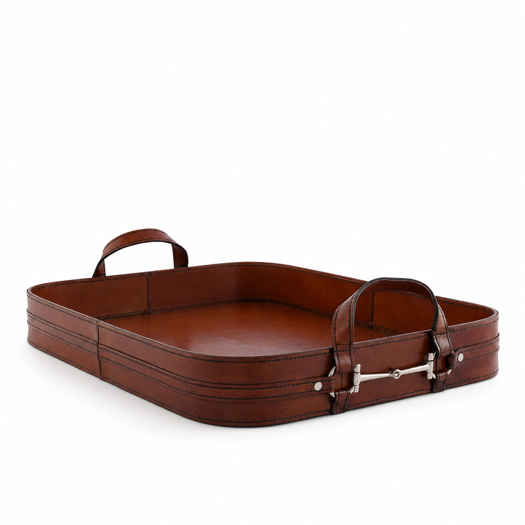 Premium Genuine Leather Bit Serving Tray – Perfect for Entertaining