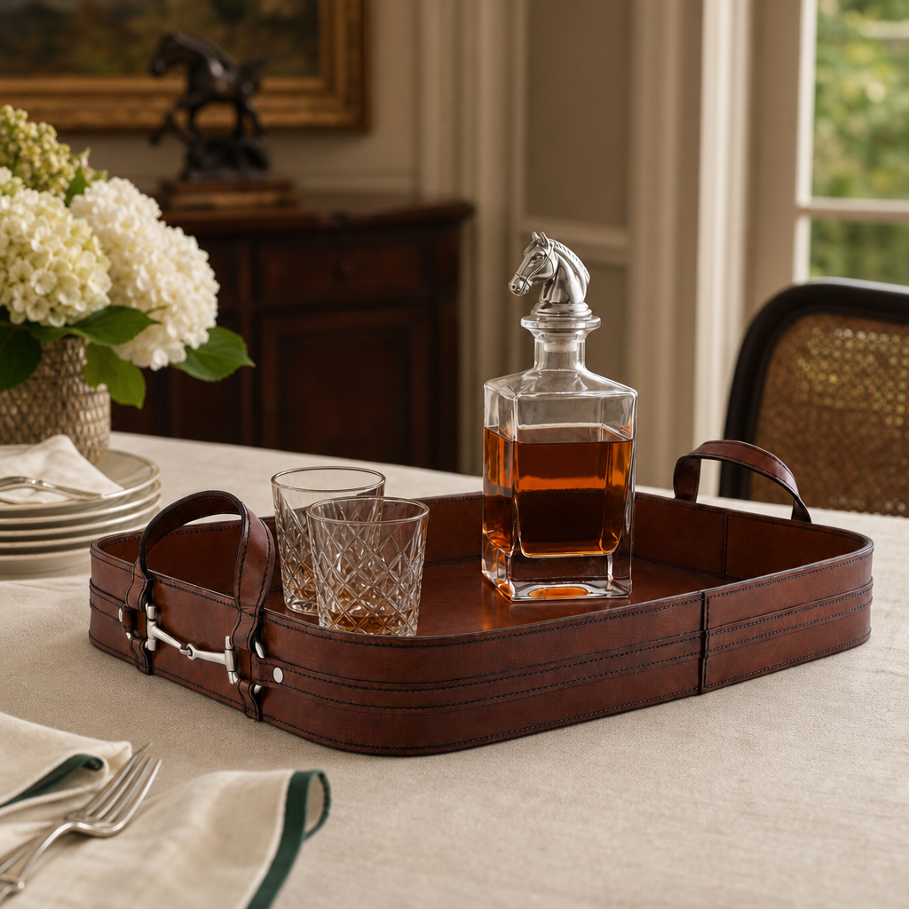 Premium Genuine Leather Bit Serving Tray – Perfect for Entertaining