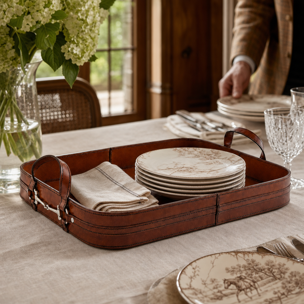 Premium Genuine Leather Bit Serving Tray – Perfect for Entertaining