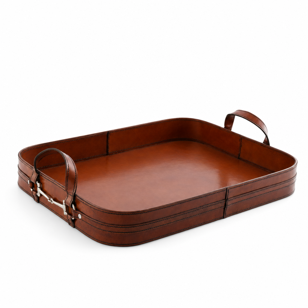 Premium Genuine Leather Bit Serving Tray – Perfect for Entertaining
