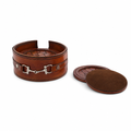 Premium Genuine Leather Coaster Set Bit - Set of 6