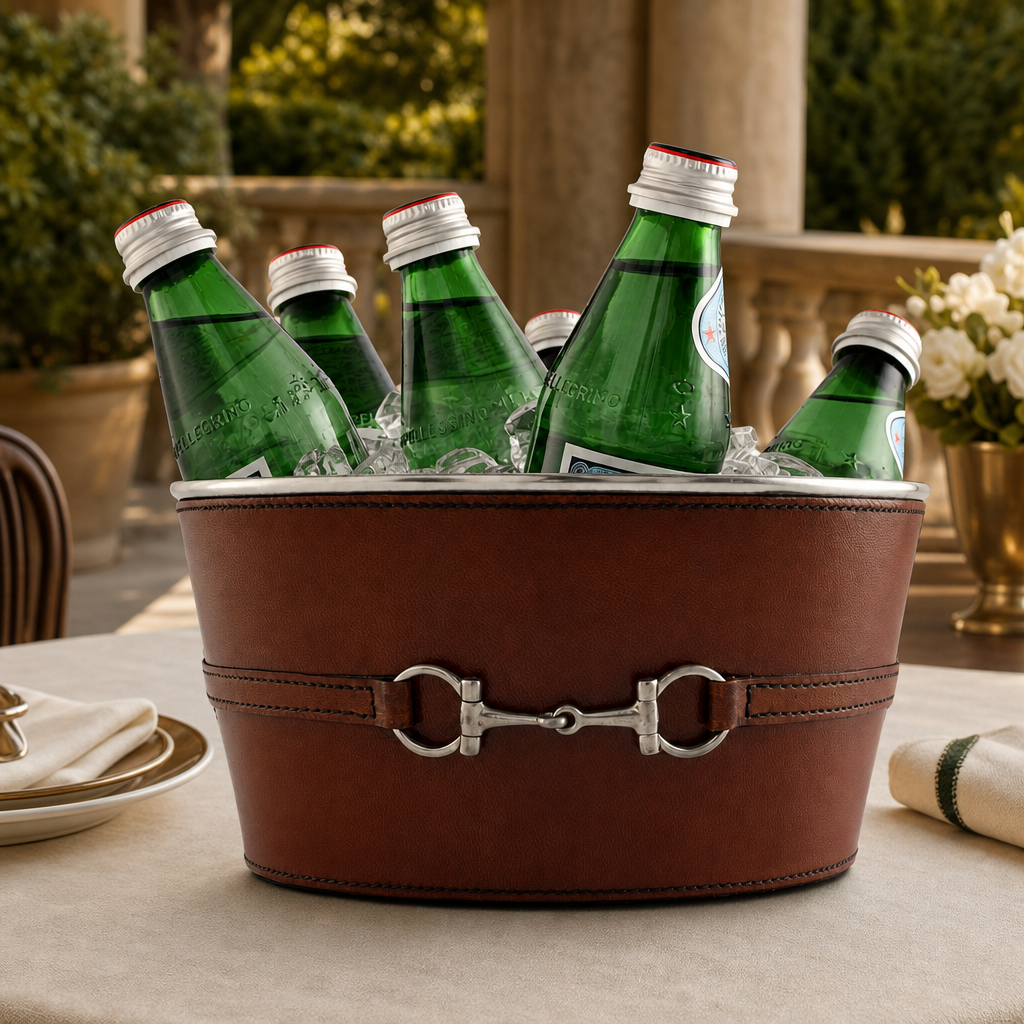 Premium Genuine Leather Bit Ice Tub – Sophisticated Beverage Cooler