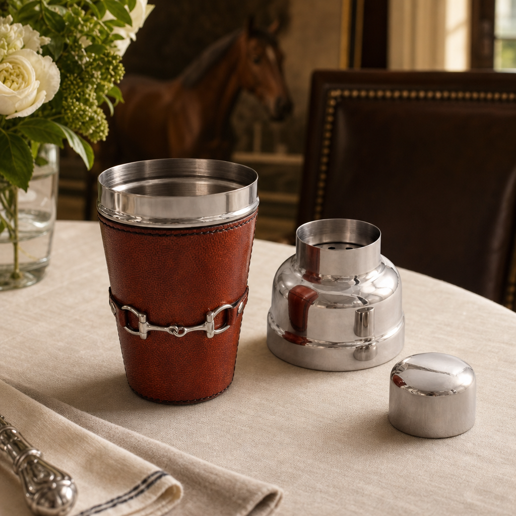 Premium Genuine Leather Equestrian Bit Cocktail Shaker