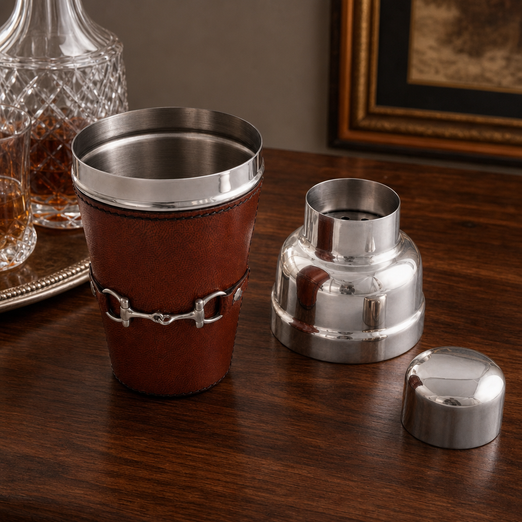 Premium Genuine Leather Equestrian Bit Cocktail Shaker