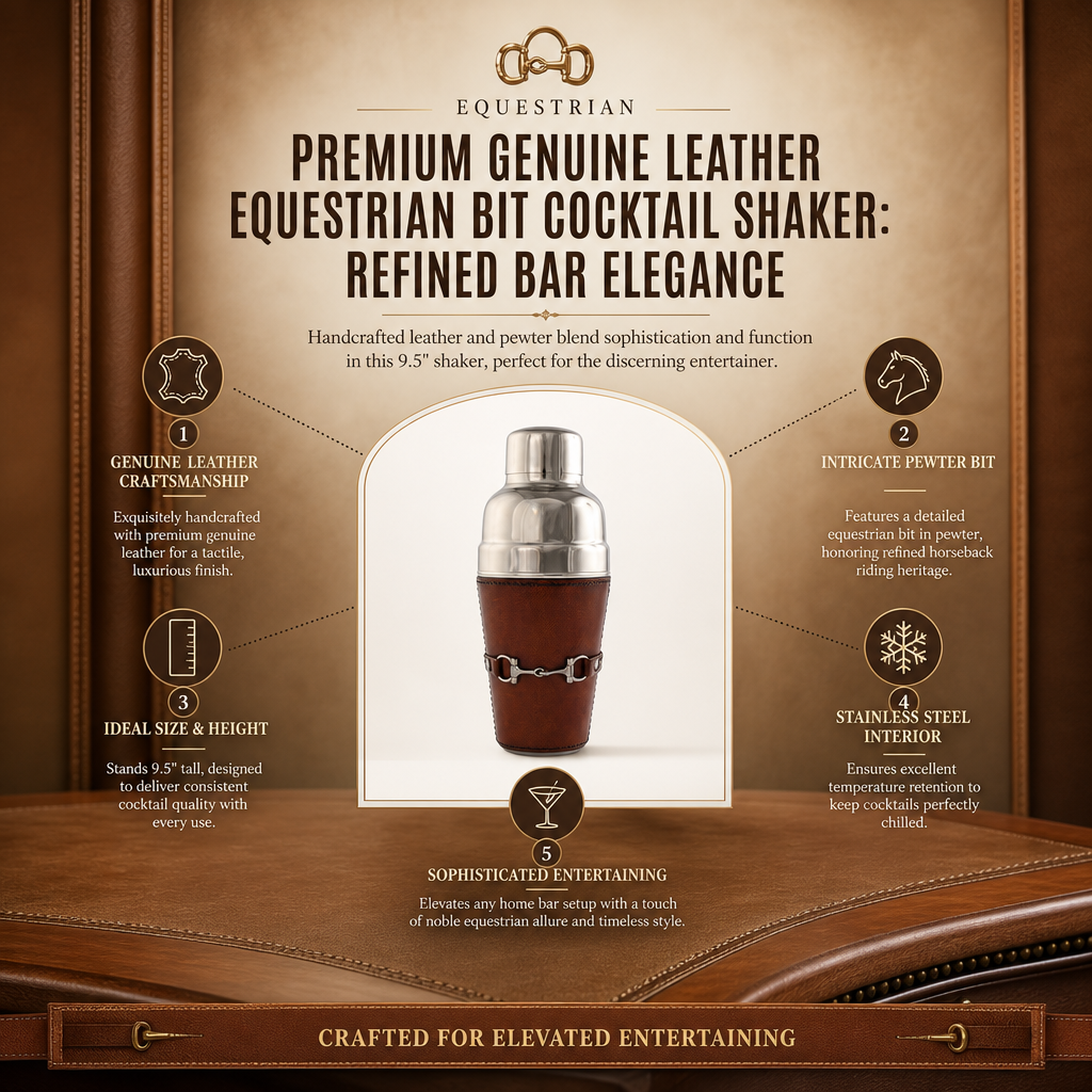 Premium Genuine Leather Equestrian Bit Cocktail Shaker