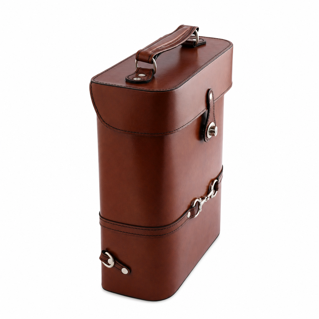 Premium Genuine Leather Double Wine Bottle Carrier / Tote with Bit Design