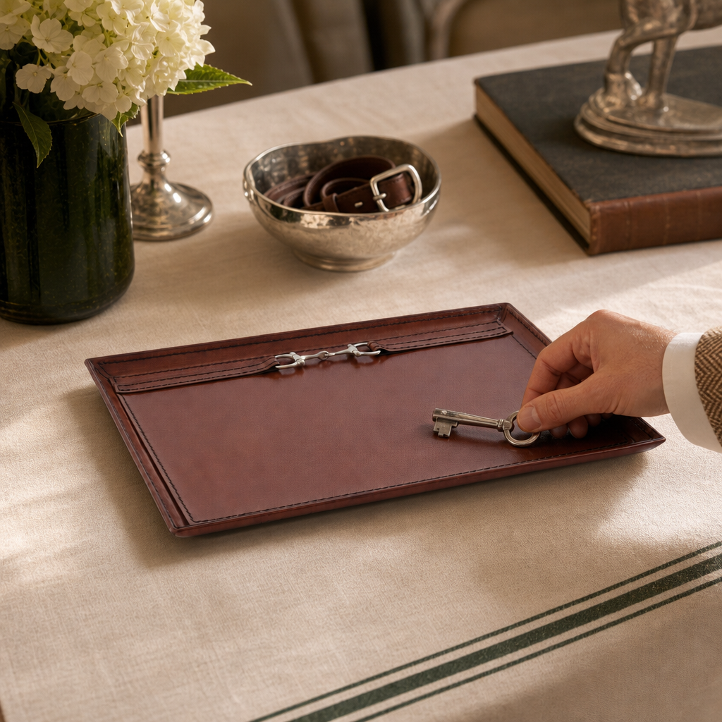 Premium Genuine Leather Equestrian Bit Catchall Tray
