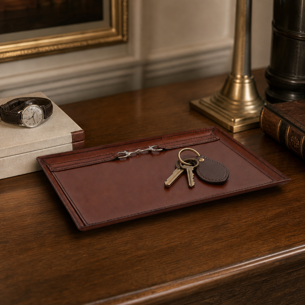 Premium Genuine Leather Equestrian Bit Catchall Tray