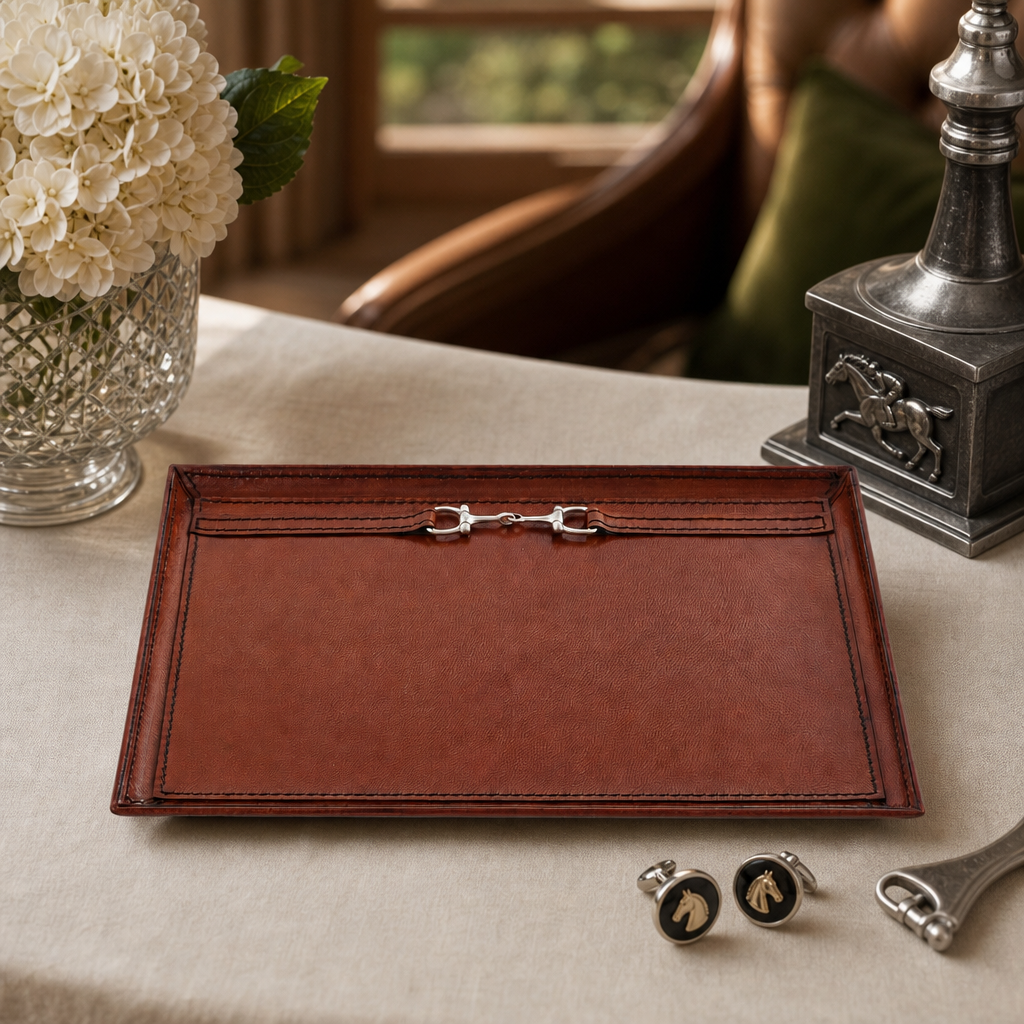 Premium Genuine Leather Equestrian Bit Catchall Tray