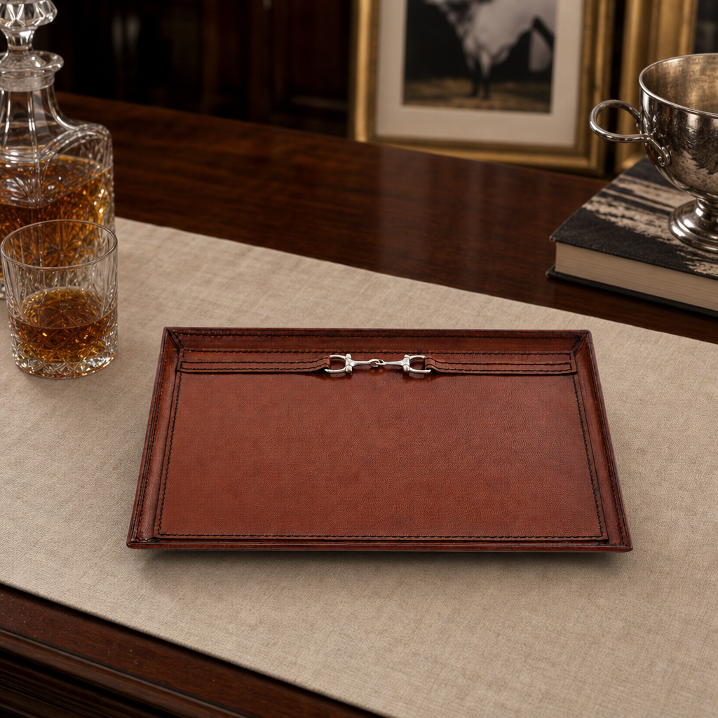 Premium Genuine Leather Equestrian Bit Catchall Tray