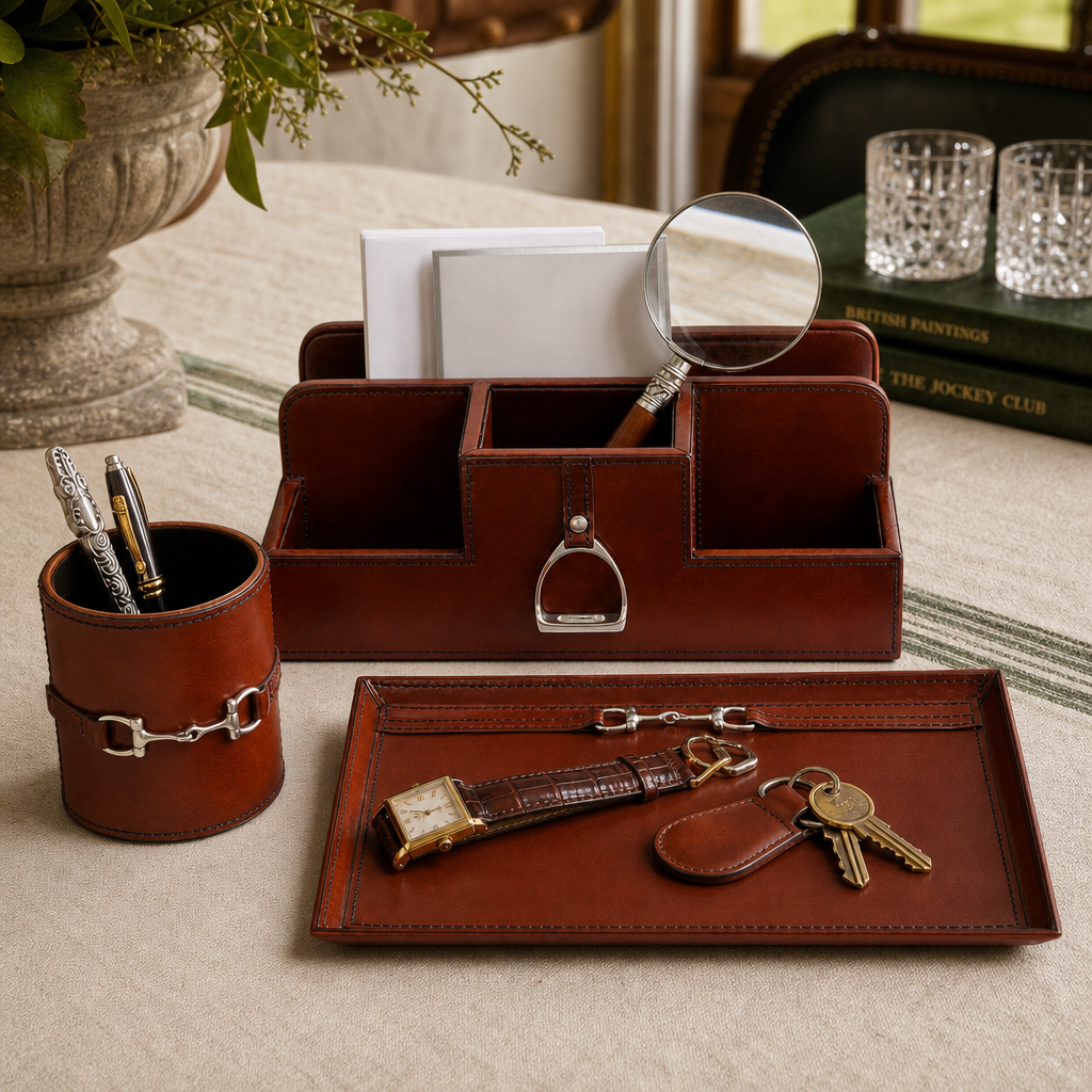Premium Genuine Leather Equestrian Bit Catchall Tray