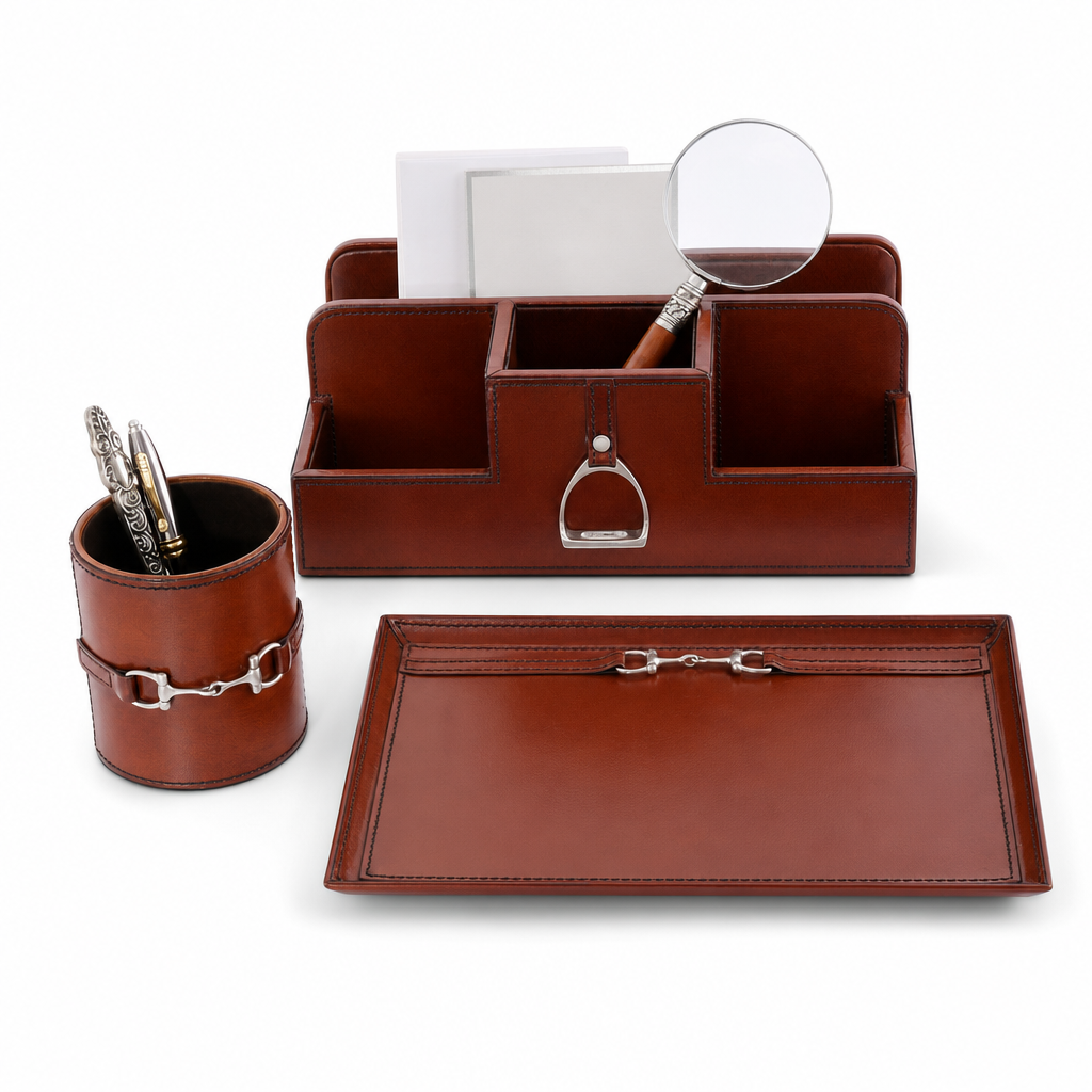 Premium Genuine Leather Equestrian Bit Catchall Tray