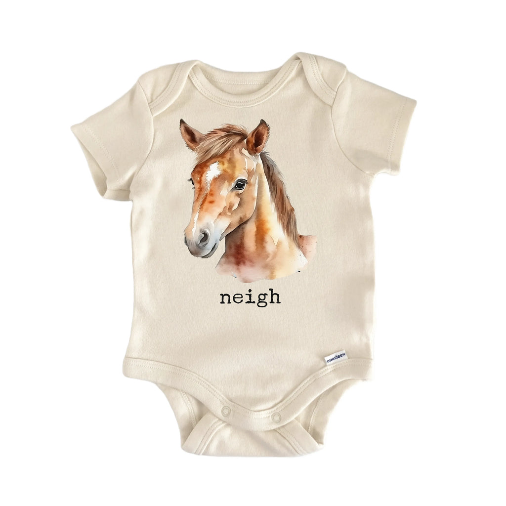 Horse Neigh Ranch Farm Newborn Baby Bodysuit
