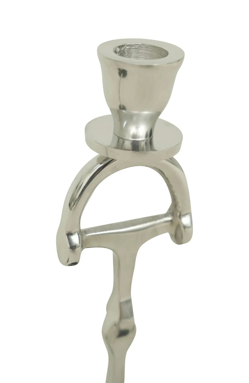 D Bit Pair of Candlesticks, Pair in Aluminum Silver Finish