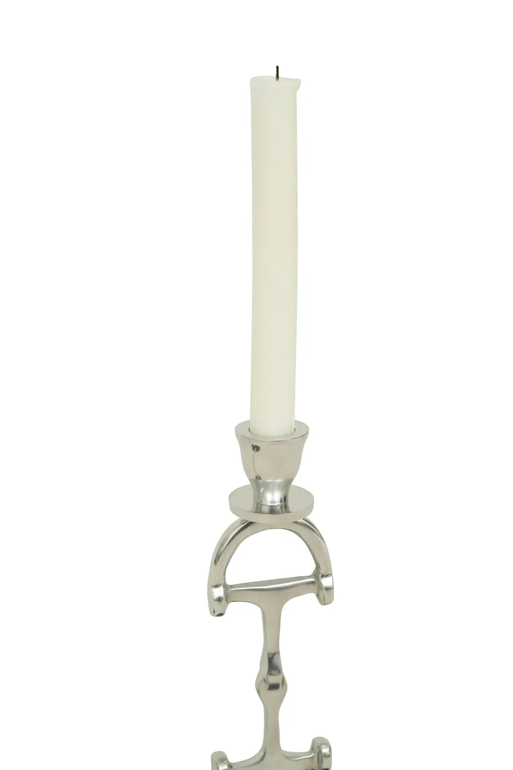 D Bit Pair of Candlesticks, Pair in Aluminum Silver Finish