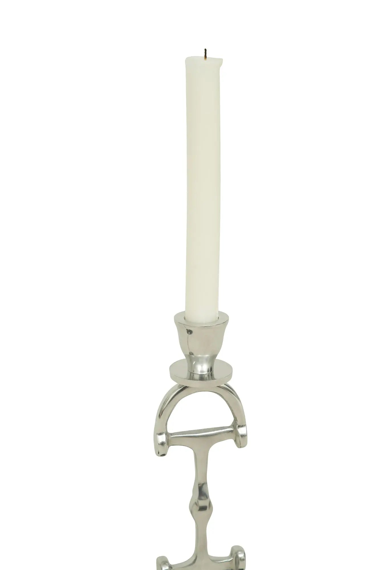 D Bit Pair of Candlesticks, Pair in Aluminum Silver Finish
